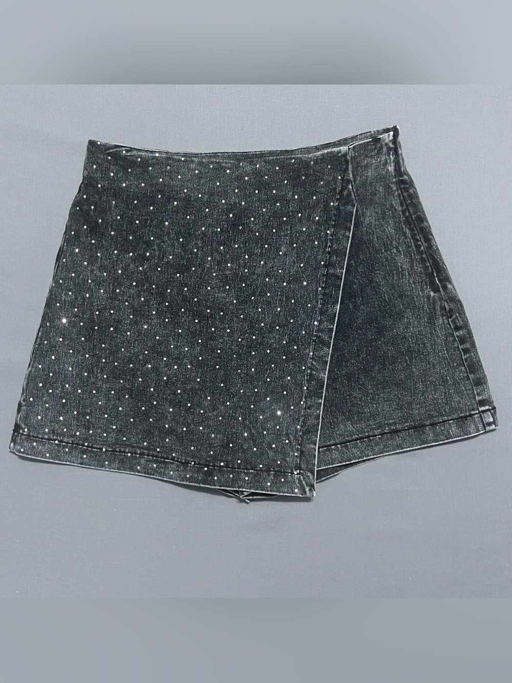 Flying Tomato Black Crystal-Studded Denim Skort Size XL